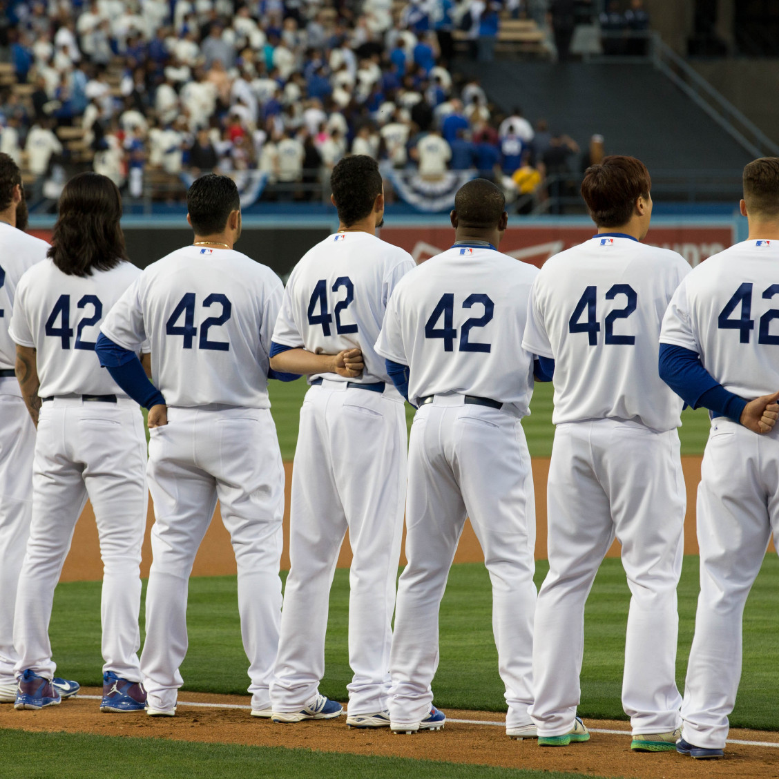 Robinson's 42 In Dodger Blue For All Uniforms On April 15
