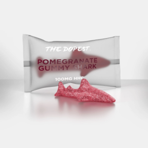 THE DOPEST HHC GUMMIES | INDIVIDUAL POMEGRANATE HHC GUMMY SHARK - 100MG