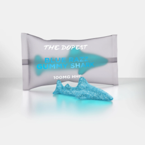 THE DOPEST HHC GUMMIES | INDIVIDUAL BLUE RAZZ HHC GUMMY SHARK - 100MG