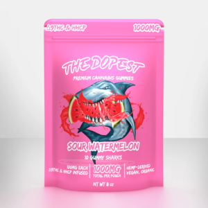 THE DOPEST HHC GUMMIES SOUR WATERMELON SHARKS HHCP + D9 GUMMIES - 1000MG