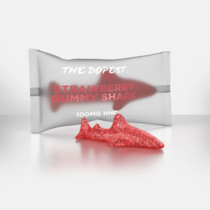 THE DOPEST HHC GUMMIES | INDIVIDUAL STRAWBERRY HHC GUMMY SHARK - 100MG